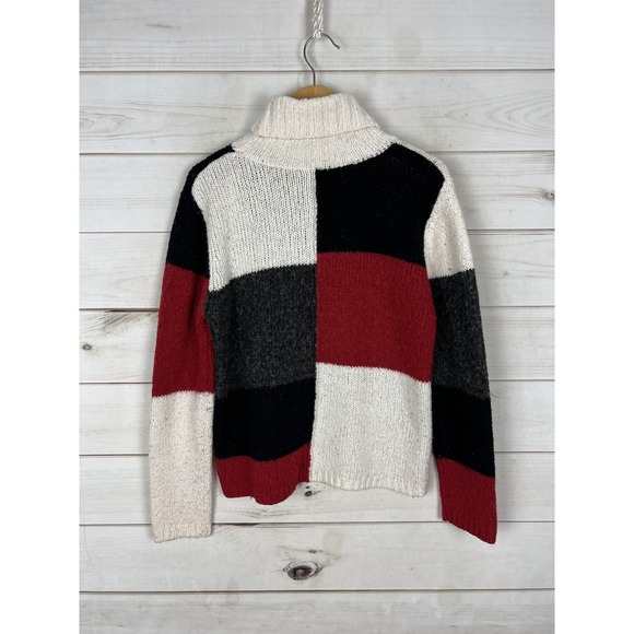 Tangents Sweater Womens Medium Multicolor Colorblock Turtleneck Pullover Knit - Picture 2 of 7
